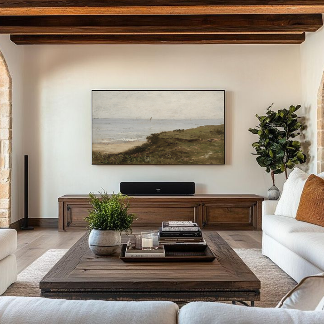 Samsung Frame TV Art | Vintage Coastal Painting
