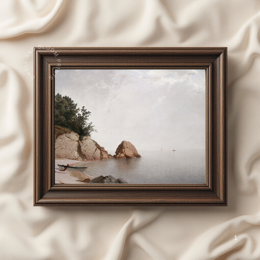 Vintage Coastal Oil Painting | Vintage Seascape Wall Art