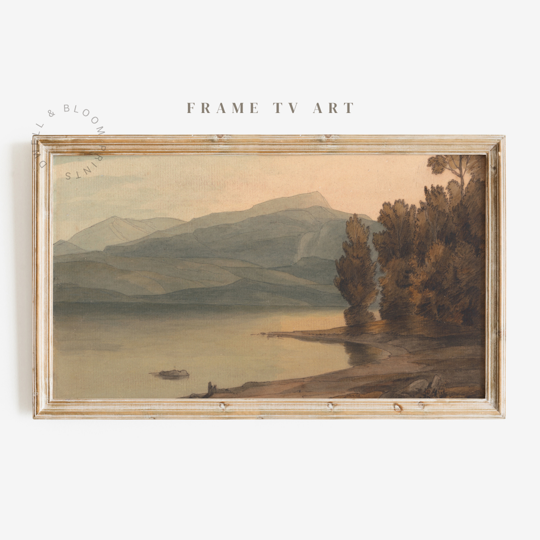 Samsung Frame TV Art | Vintage Mountain Lake Painting