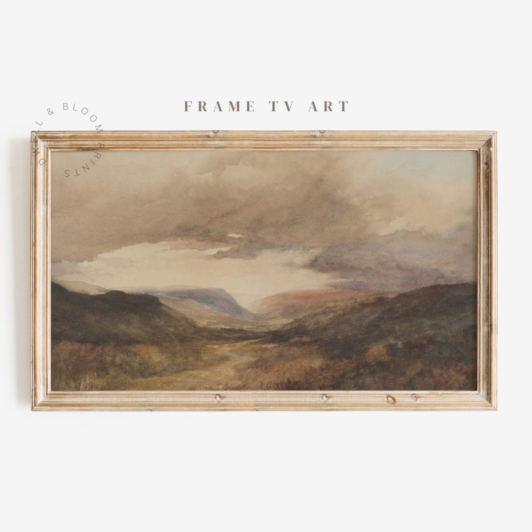 Samsung Frame TV Art | Vintage Mountain Landscape Painting