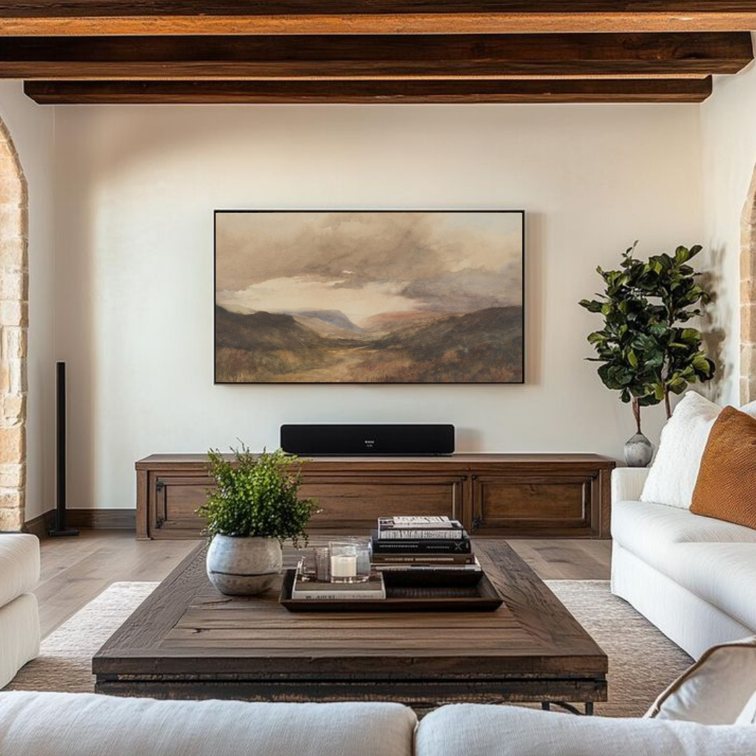 Samsung Frame TV Art | Vintage Mountain Landscape Painting