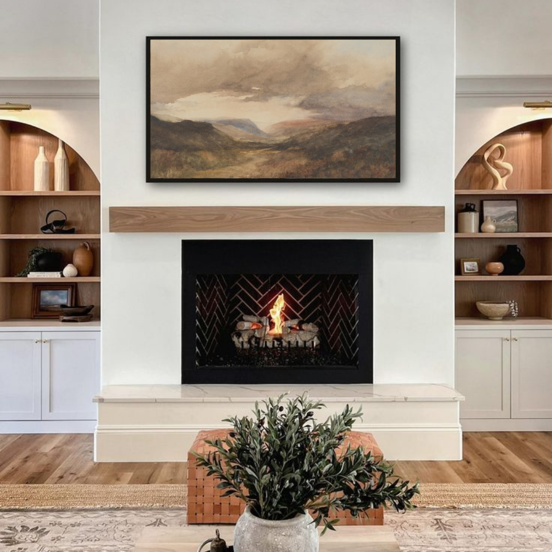 Samsung Frame TV Art | Vintage Mountain Landscape Painting