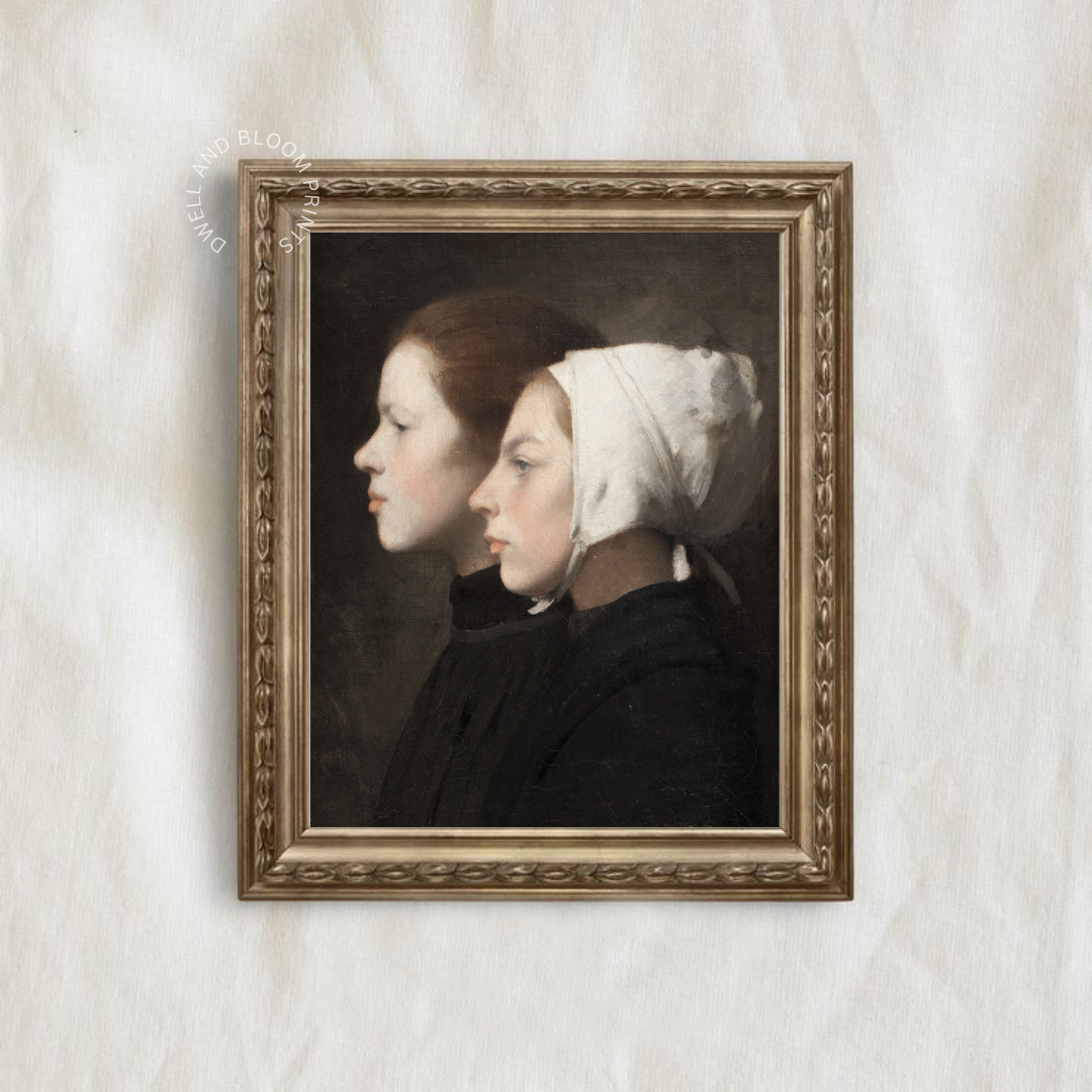 Vintage Moody Woman Portrait | Vintage Farmhouse Wall Decor