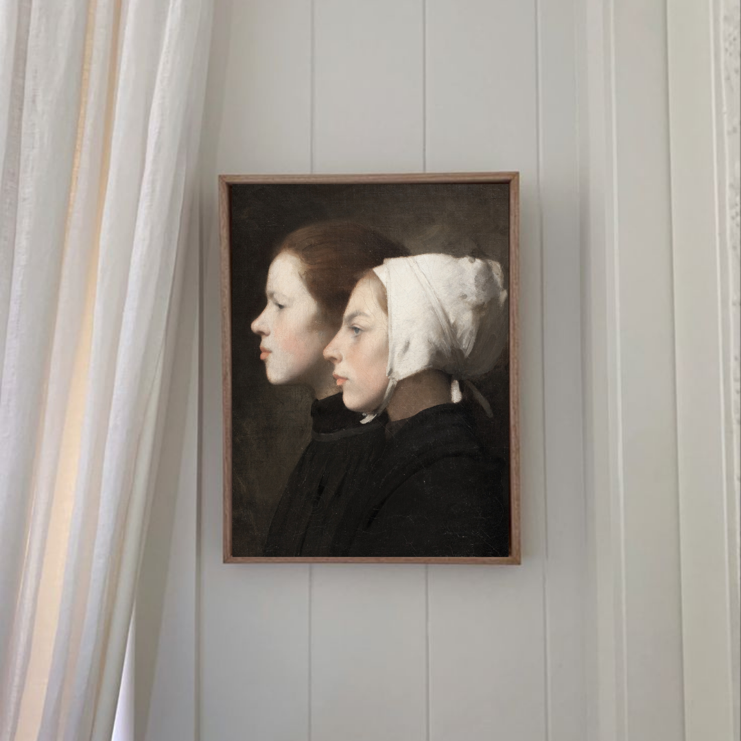 Vintage Moody Woman Portrait | Vintage Farmhouse Wall Decor