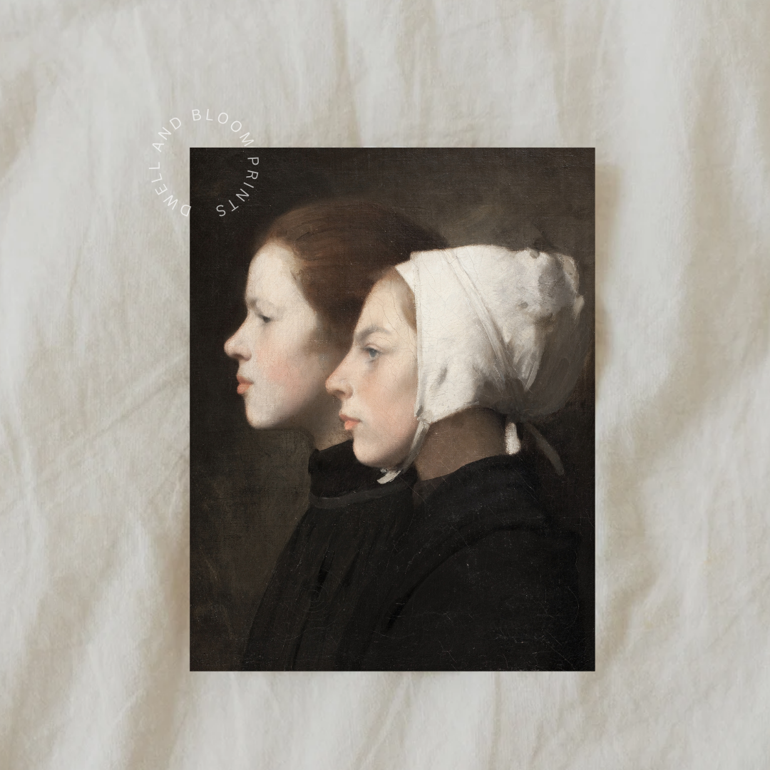 Vintage Moody Woman Portrait | Vintage Farmhouse Wall Decor