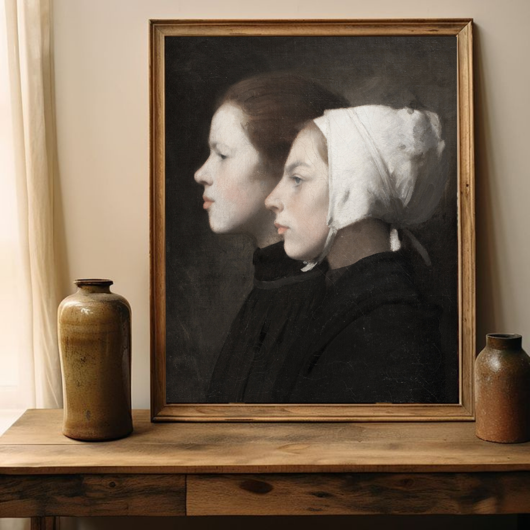 Vintage Moody Woman Portrait | Vintage Farmhouse Wall Decor
