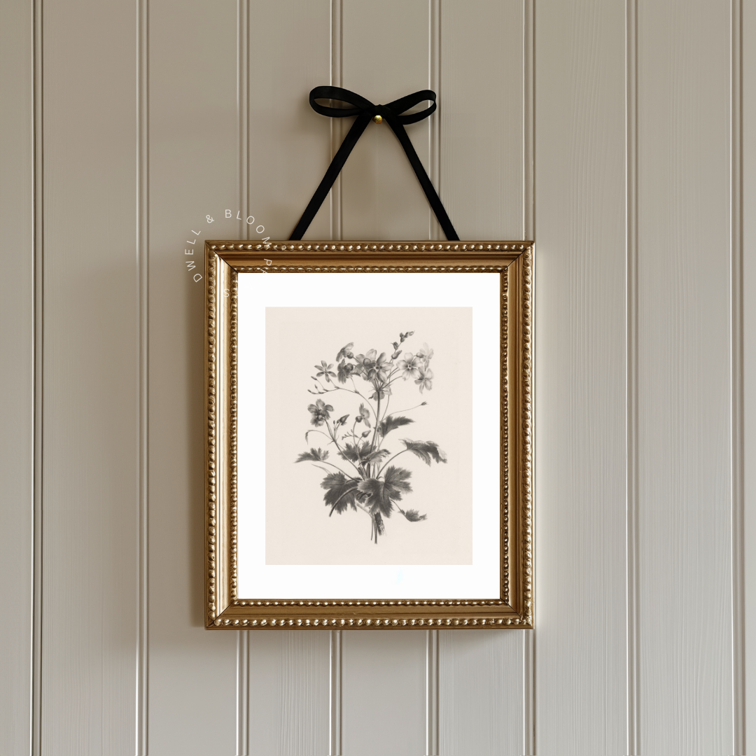 Vintage Floral Sketch Art | Vintage Botanical Art Print