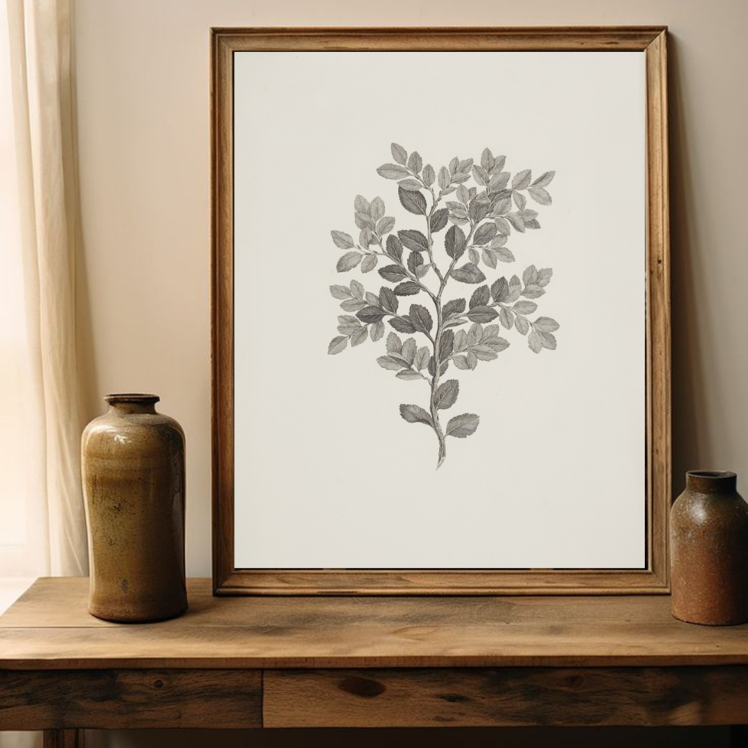 Vintage Neutral Botanical Art Print | Antique Botanical Wall Art