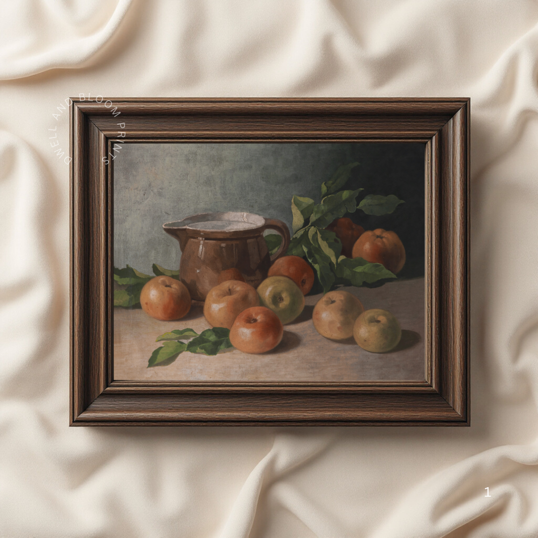 Vintage Still Life Painting | Farmhouse Kitchen Wall Art
