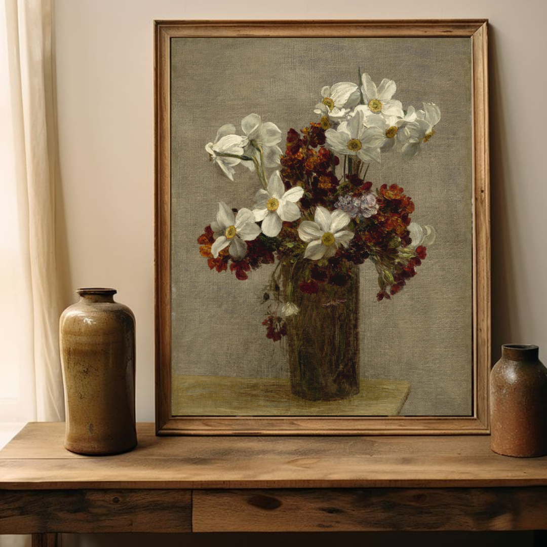 Vintage Floral Art Print | Vintage Moody Flowers Wall Art