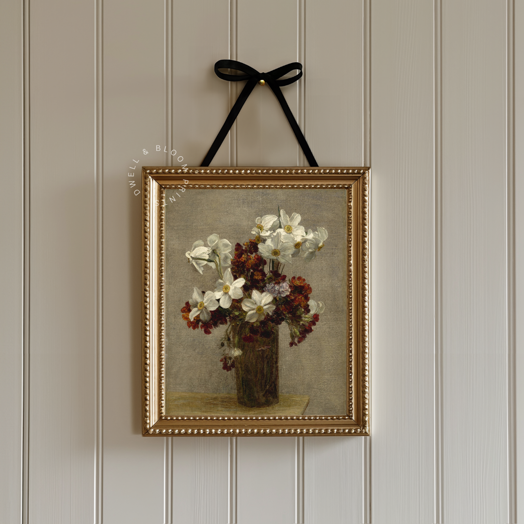 Vintage Floral Art Print | Vintage Moody Flowers Wall Art