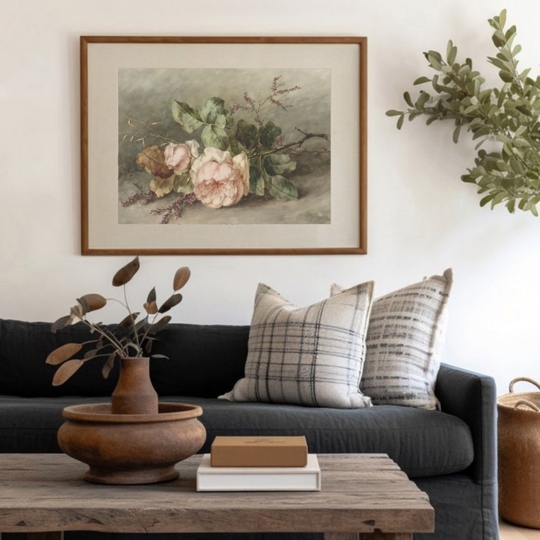 Vintage Floral Art Print | Vintage Roses Painting 