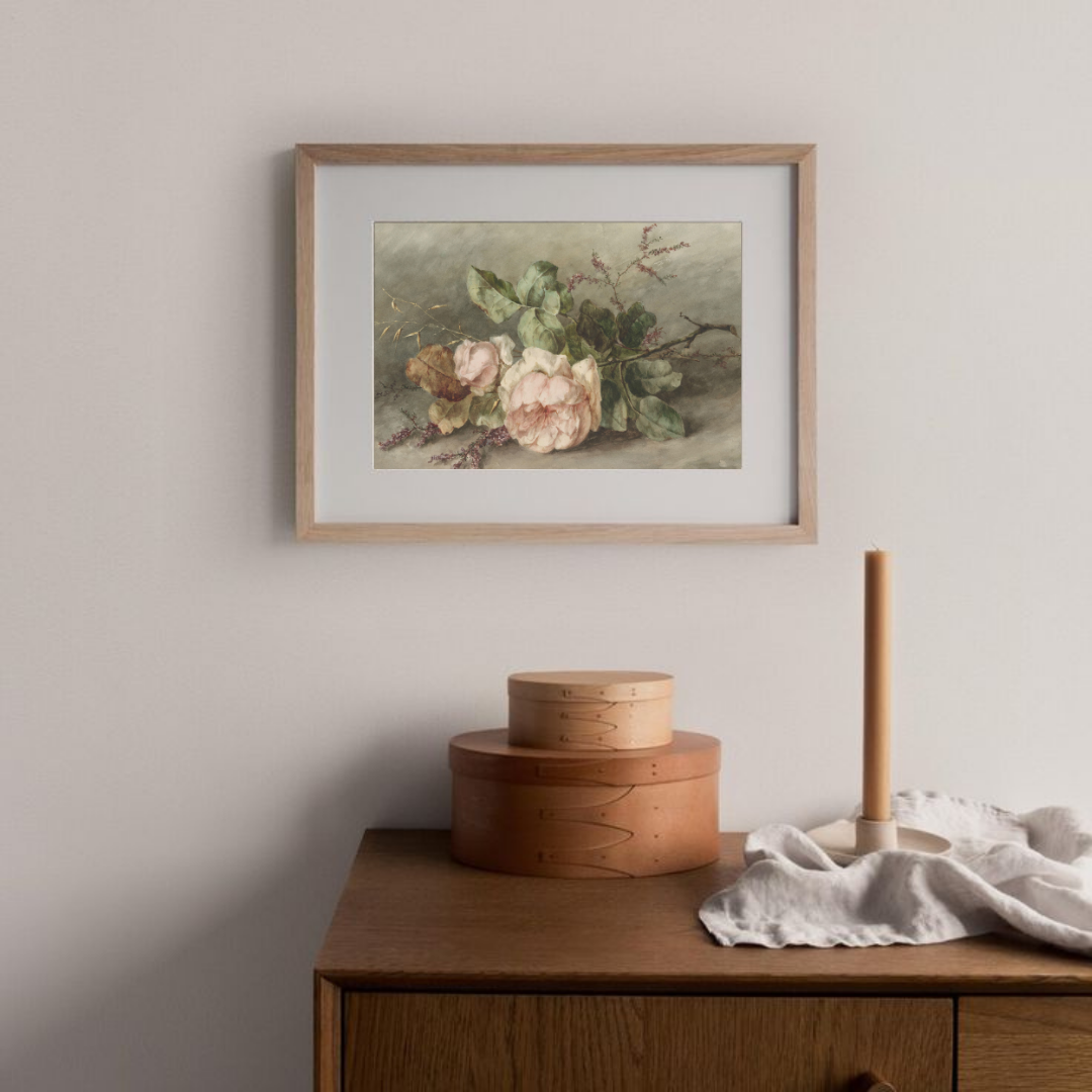 Vintage Floral Art Print | Vintage Roses Painting 