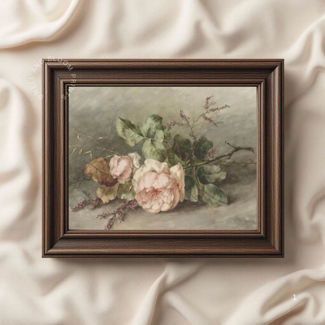 Vintage Floral Art Print | Vintage Roses Painting 