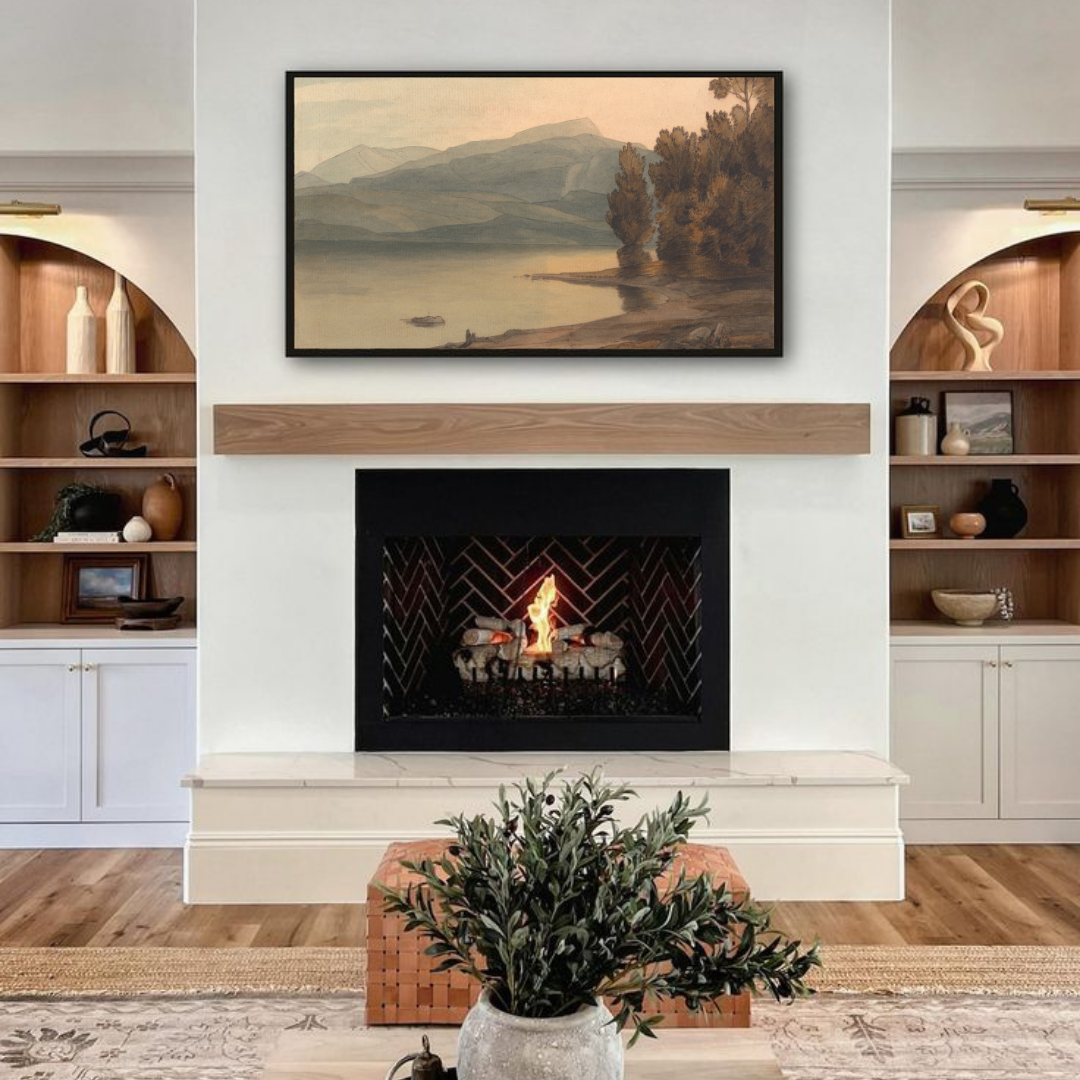 Samsung Frame TV Art | Vintage Mountain Lake Painting