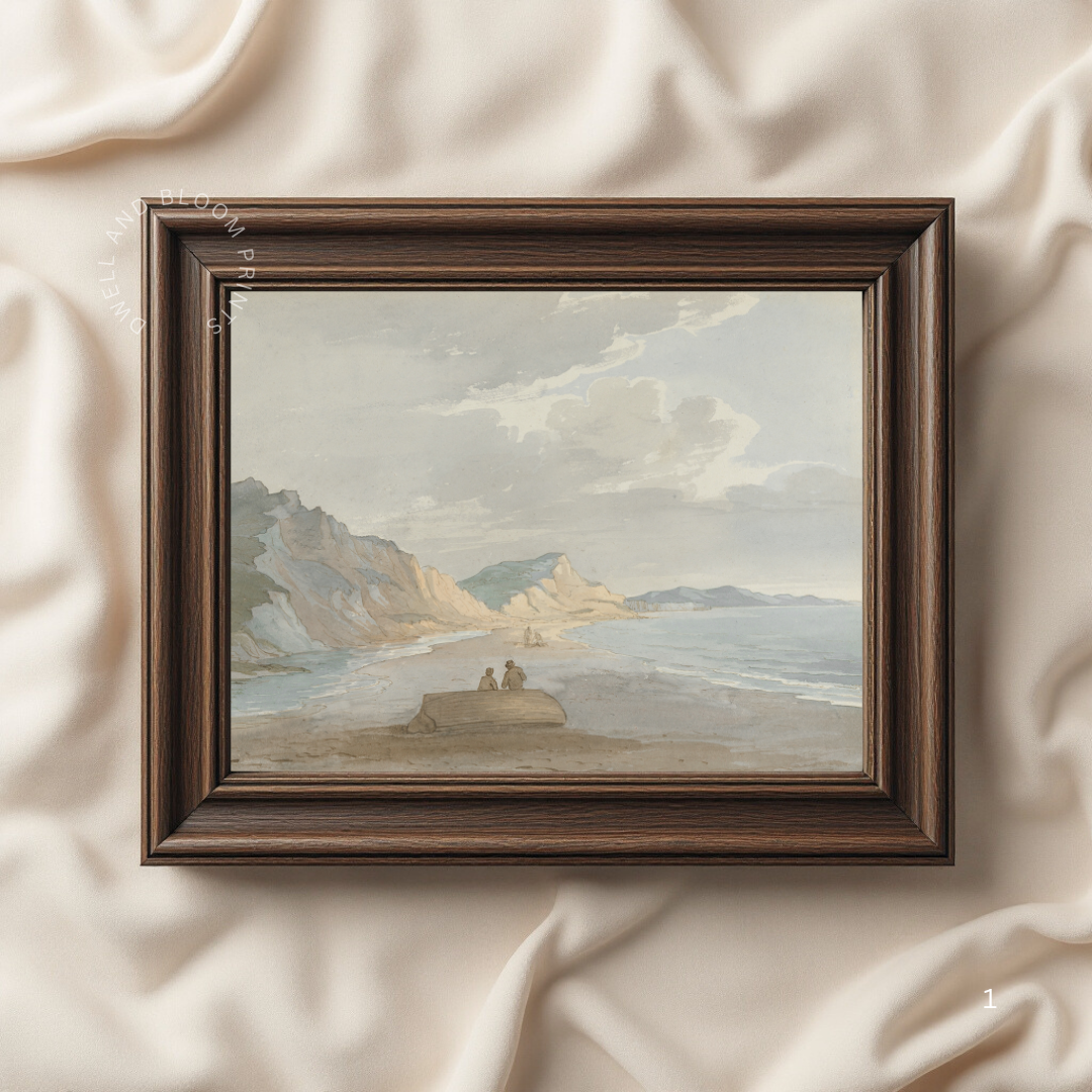 Vintage Muted Coastal Art Print | Antique Seascape Wall Decor