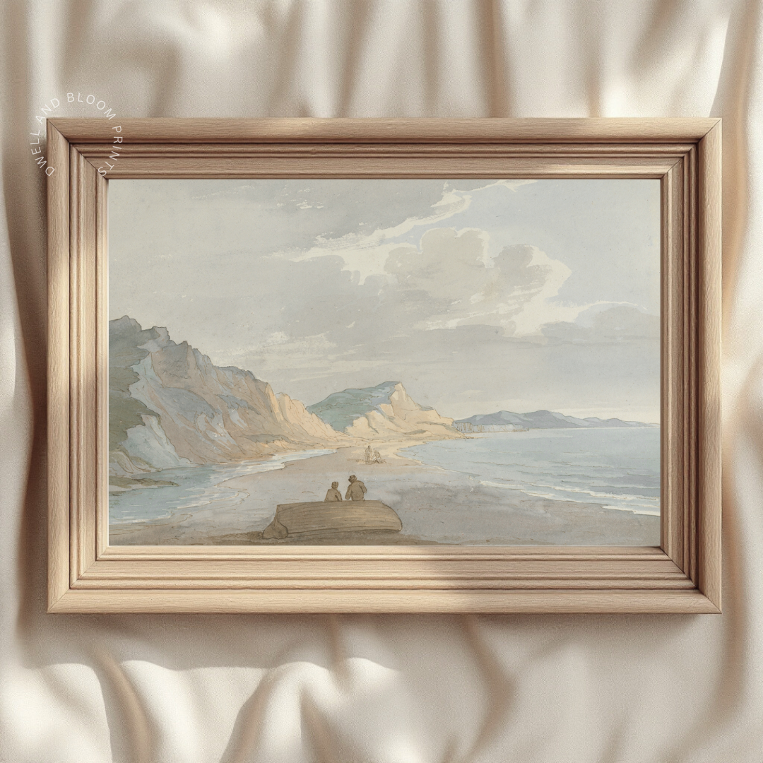 Vintage Muted Coastal Art Print | Antique Seascape Wall Decor