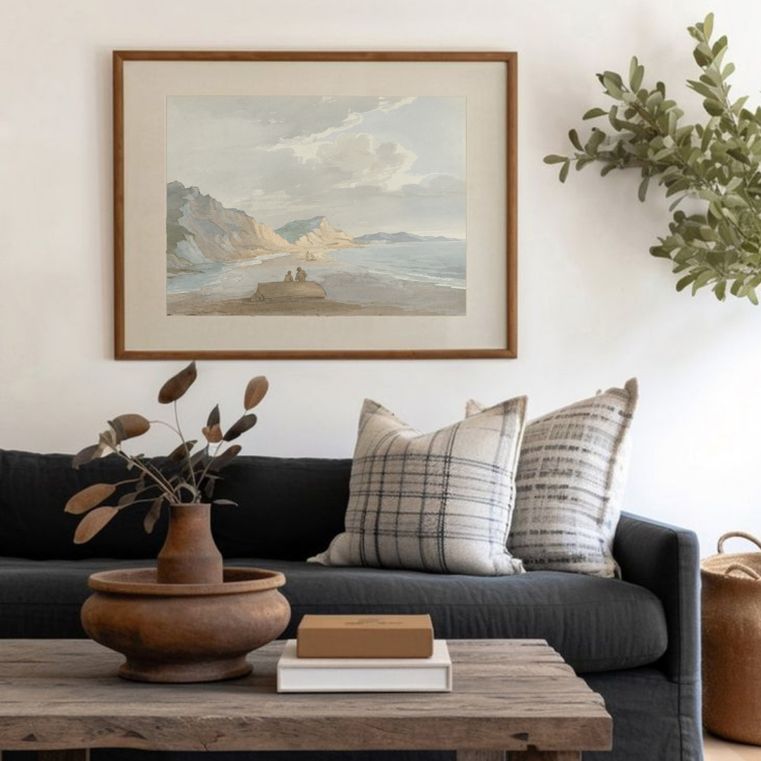 Vintage Muted Coastal Art Print | Antique Seascape Wall Decor