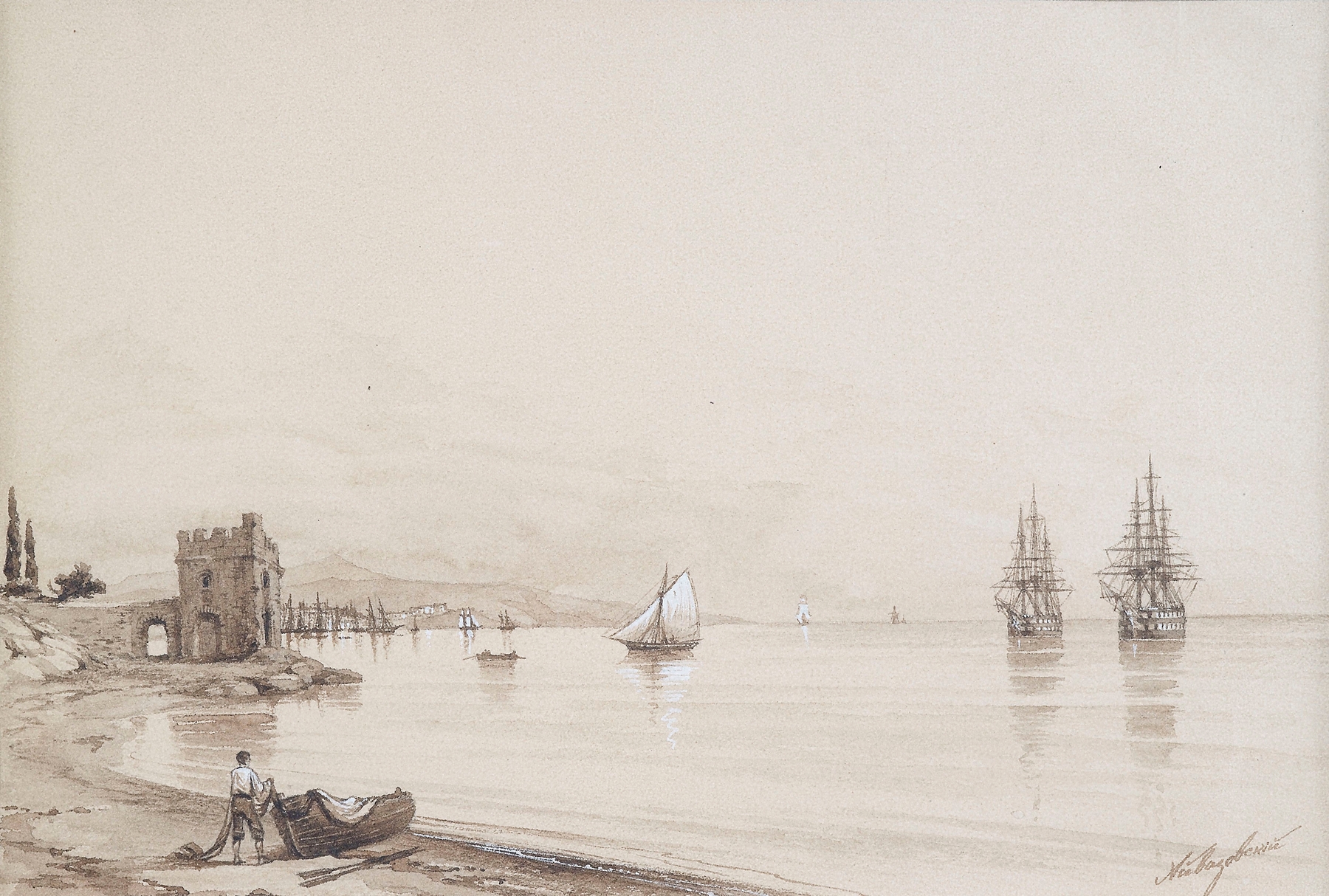Vintage Nautical Art Print | Neutral Coastal Wall Art 