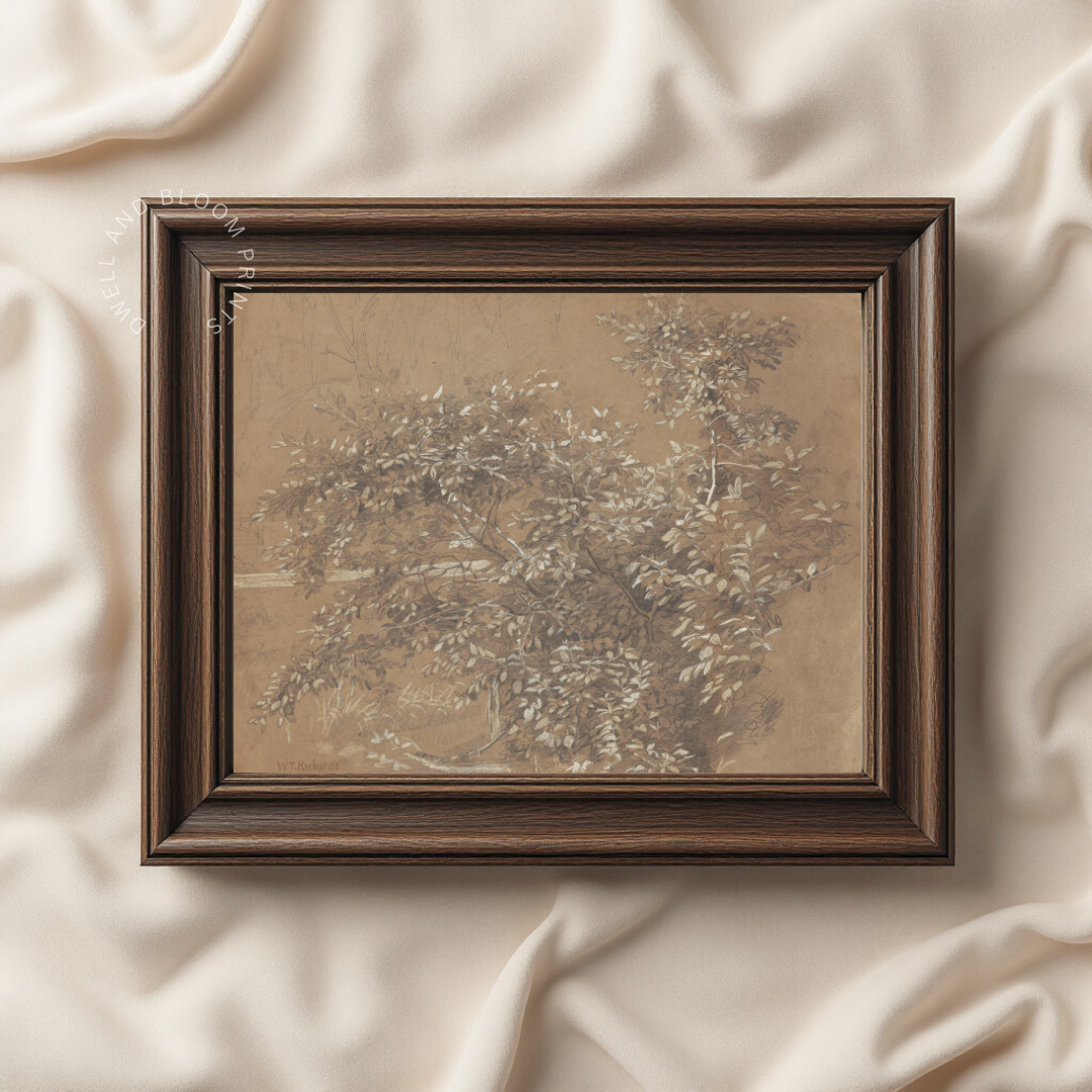 Vintage Botanical Sketch Art | Minimalist Neutral Floral Print 