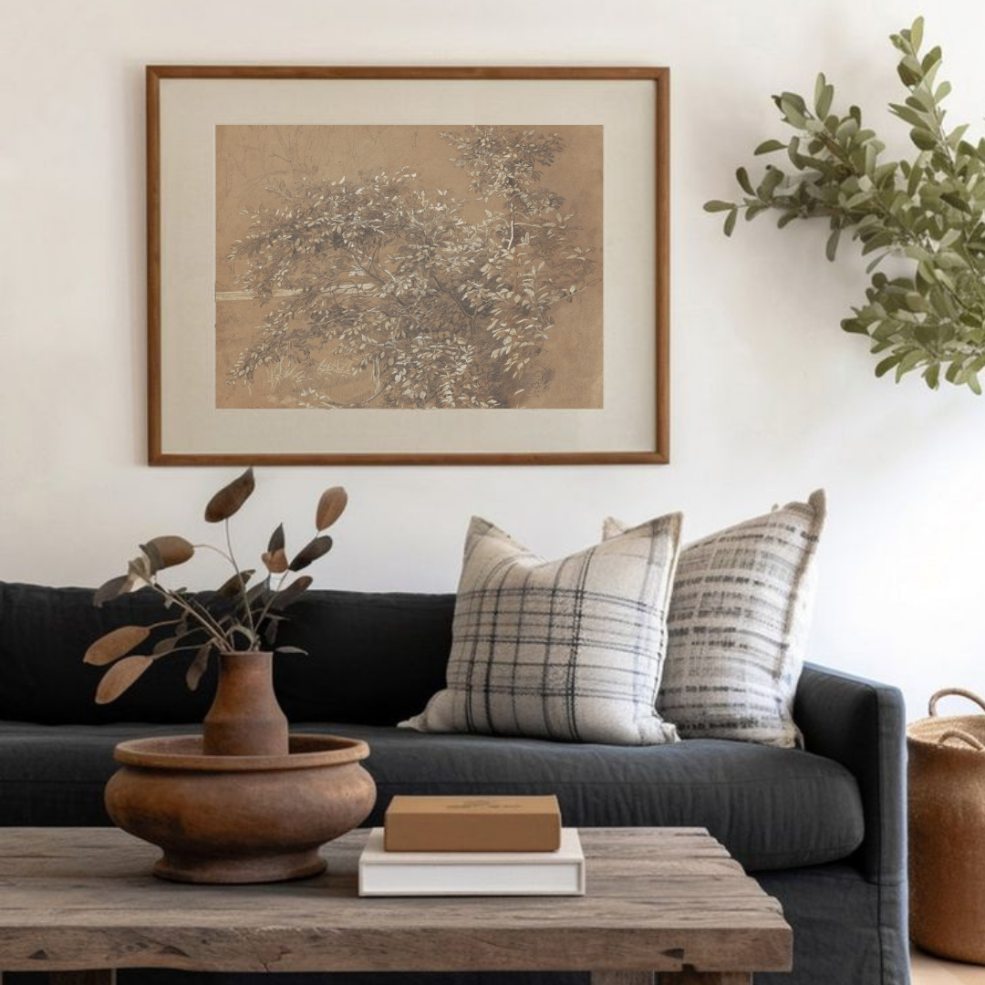 Vintage Botanical Sketch Art | Minimalist Neutral Floral Print 