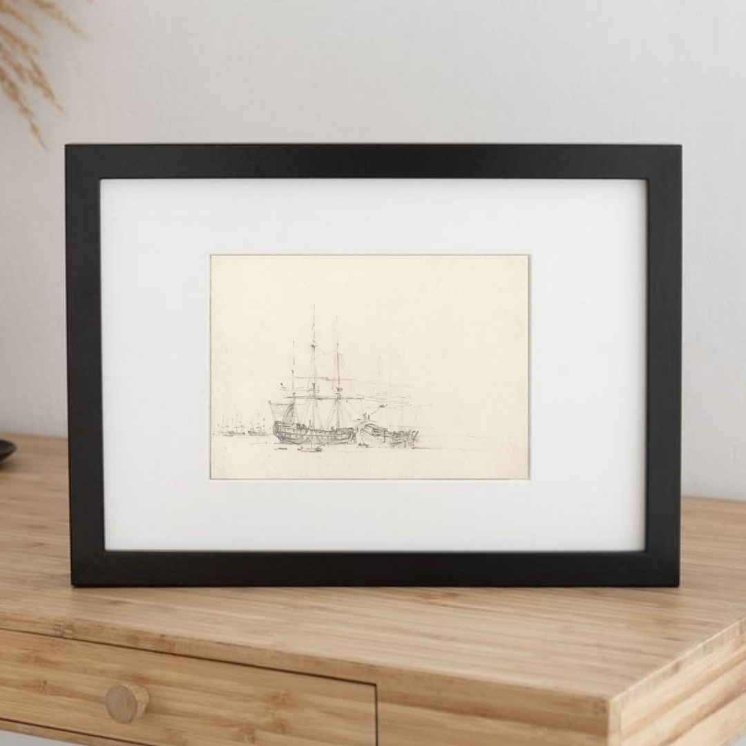 Vintage Sailboat Sketch Art, Minimalist Nautical Drawing