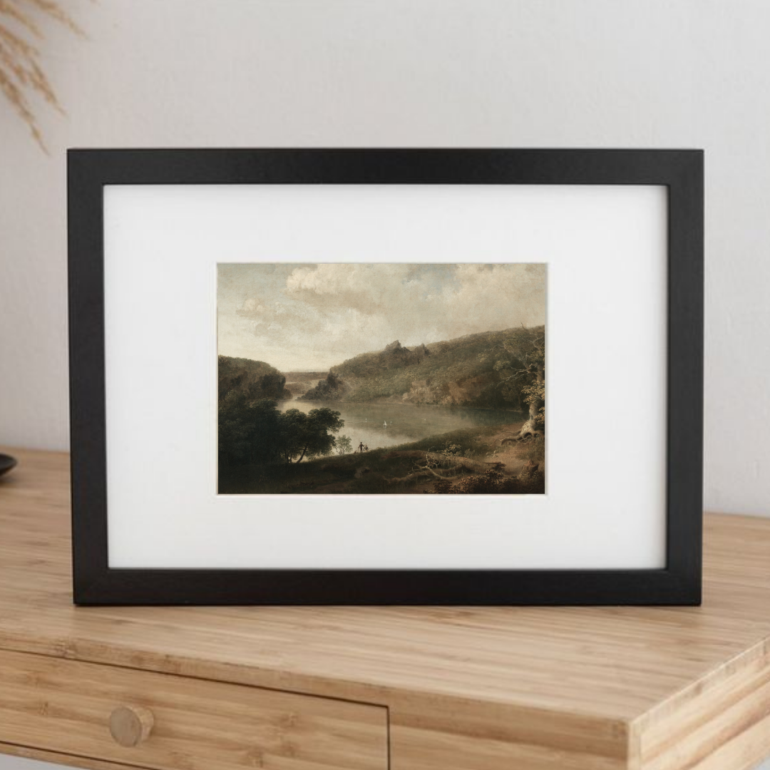 Vintage Mountain Lake Landscape Painting | Rustic Nature Printable Wall Art