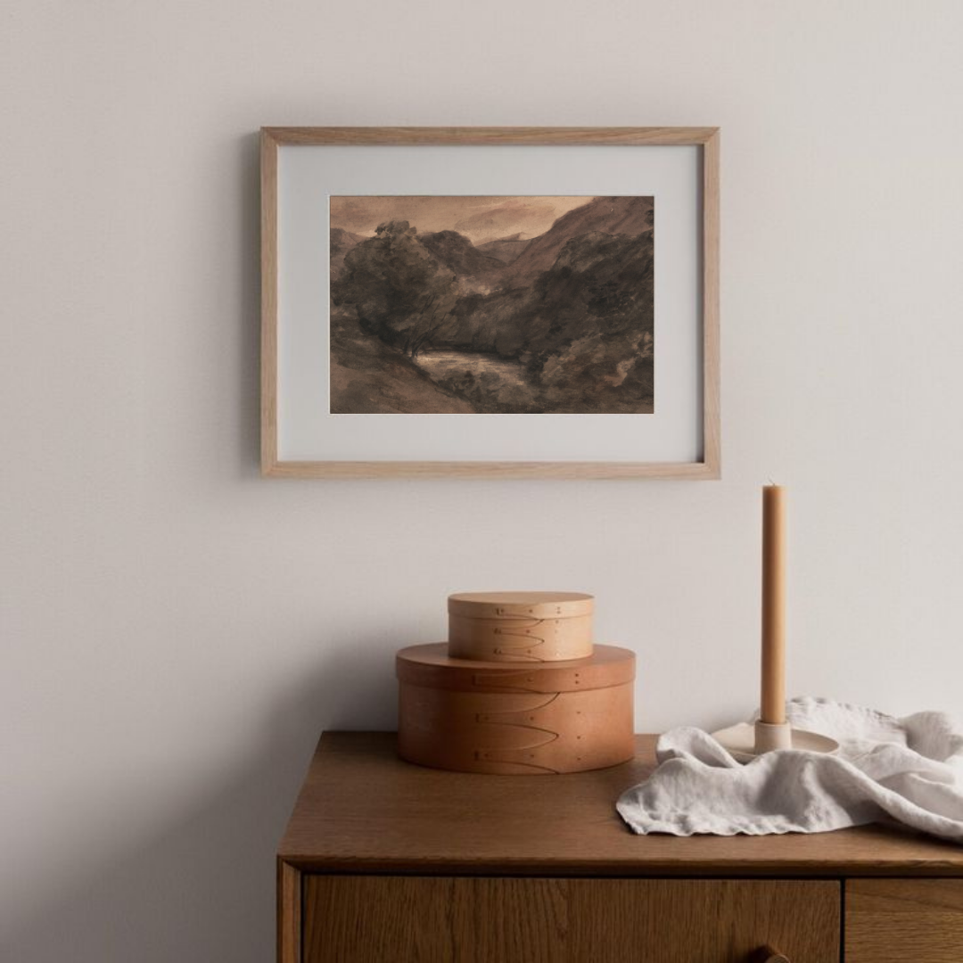 Vintage Moody Mountain Painting | Moody Vintage Landscape Art