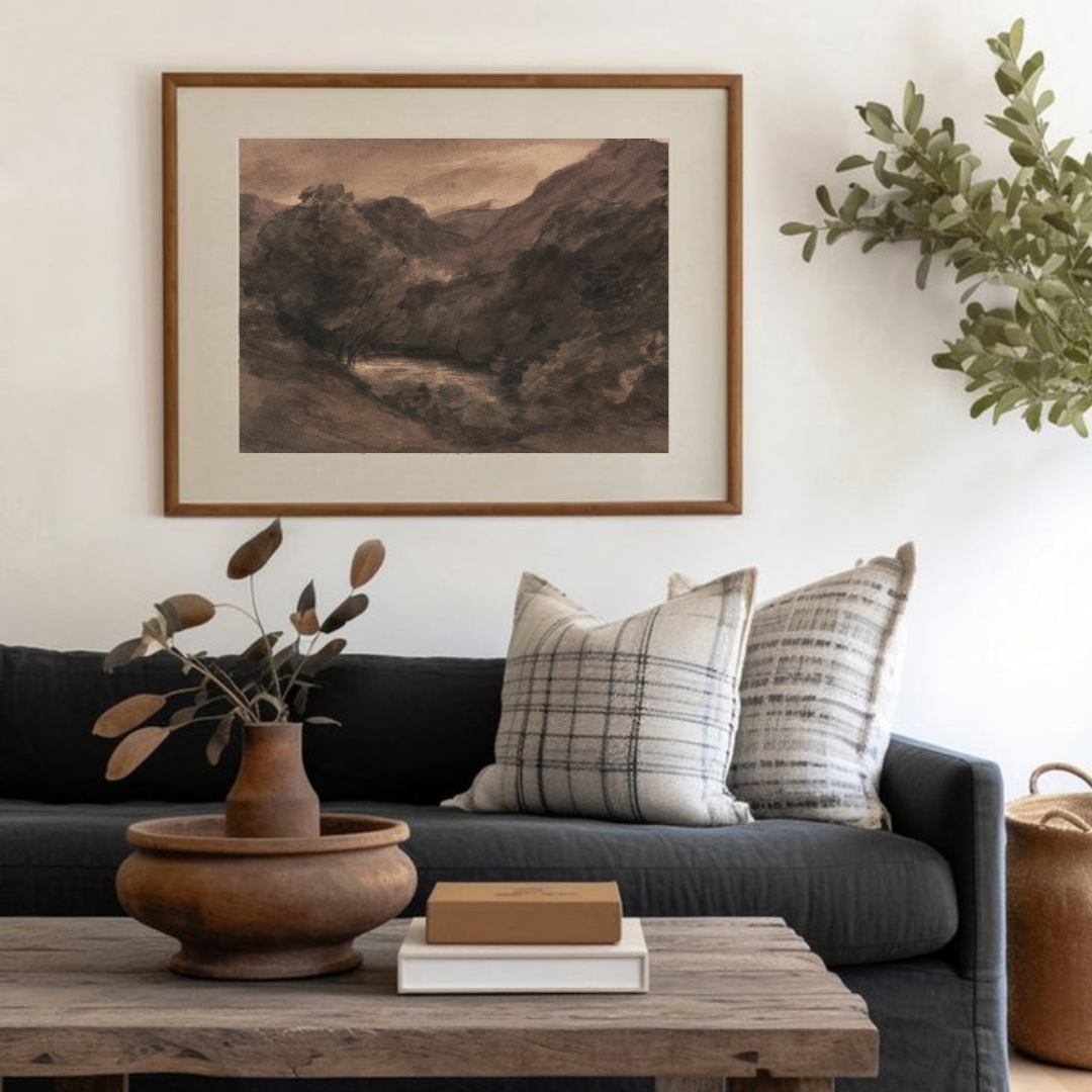 Vintage Moody Mountain Painting | Moody Vintage Landscape Art