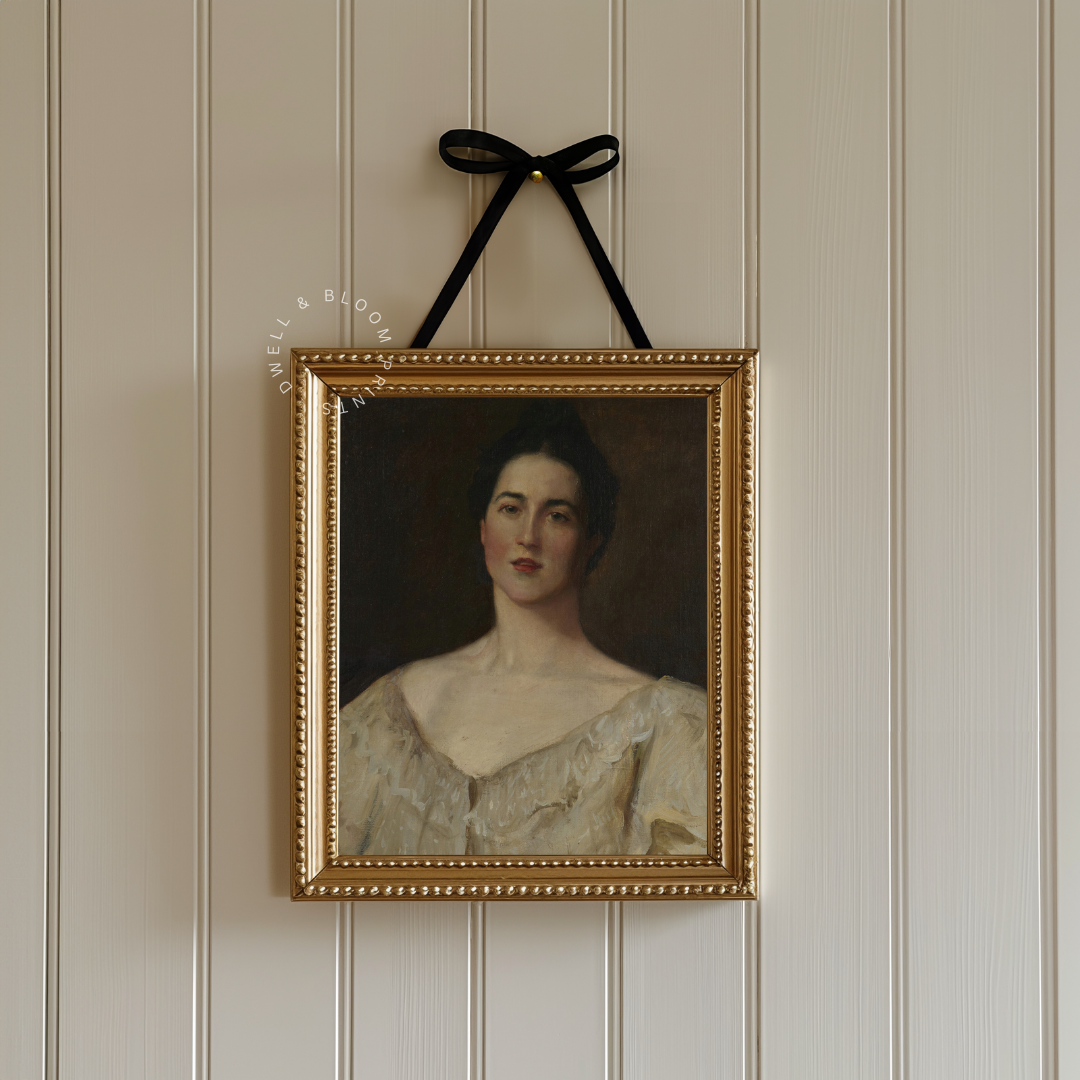 Moody Woman Portrait Painting | Vintage Woman Portrait Wall Art