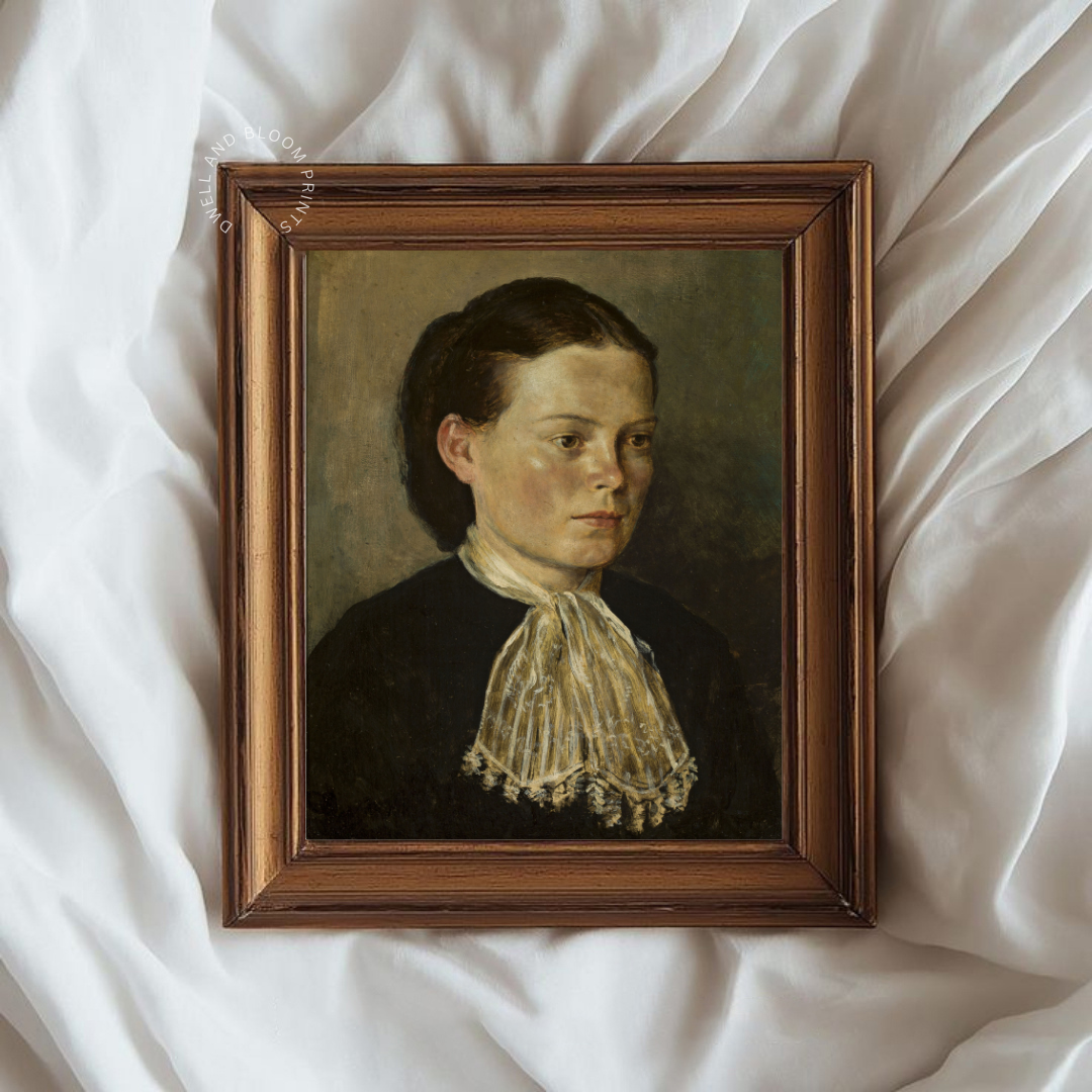 Vintage Moody Woman Portrait Oil Painting | Moody Woman Portrait Art Print