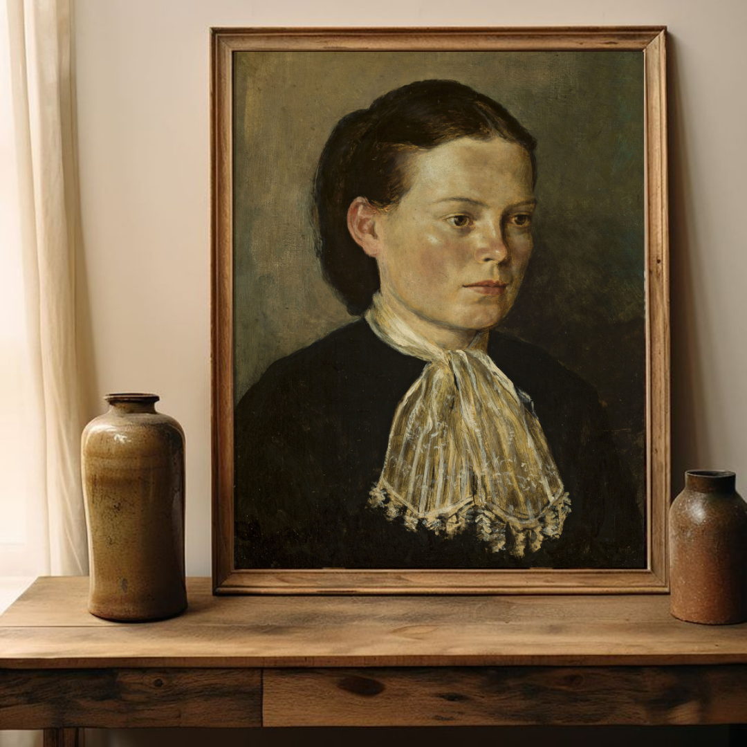 Vintage Moody Woman Portrait Oil Painting | Moody Woman Portrait Art Print
