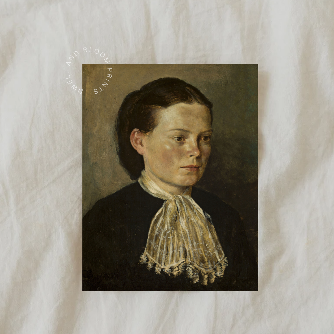 Vintage Moody Woman Portrait Oil Painting | Moody Woman Portrait Art Print