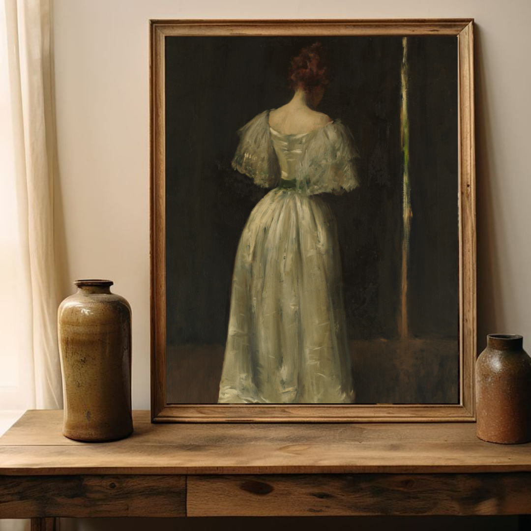 Moody Vintage Woman Portrait Painting | Vintage Woman Art Print