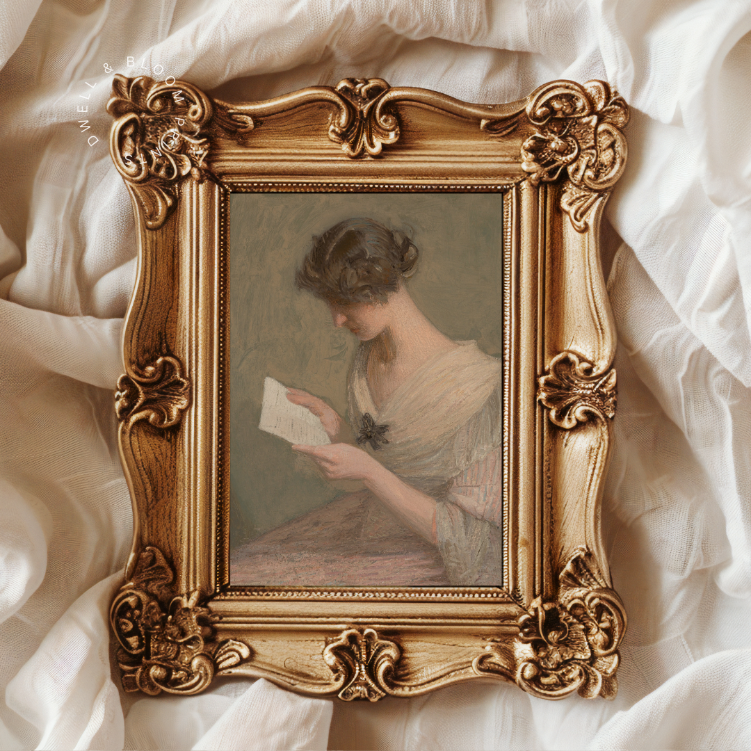 Woman Reading Portrait | Vintage Oil Painting
