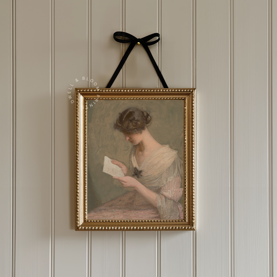 Woman Reading Portrait | Vintage Oil Painting