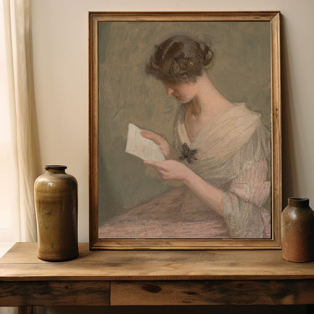Woman Reading Portrait | Vintage Oil Painting