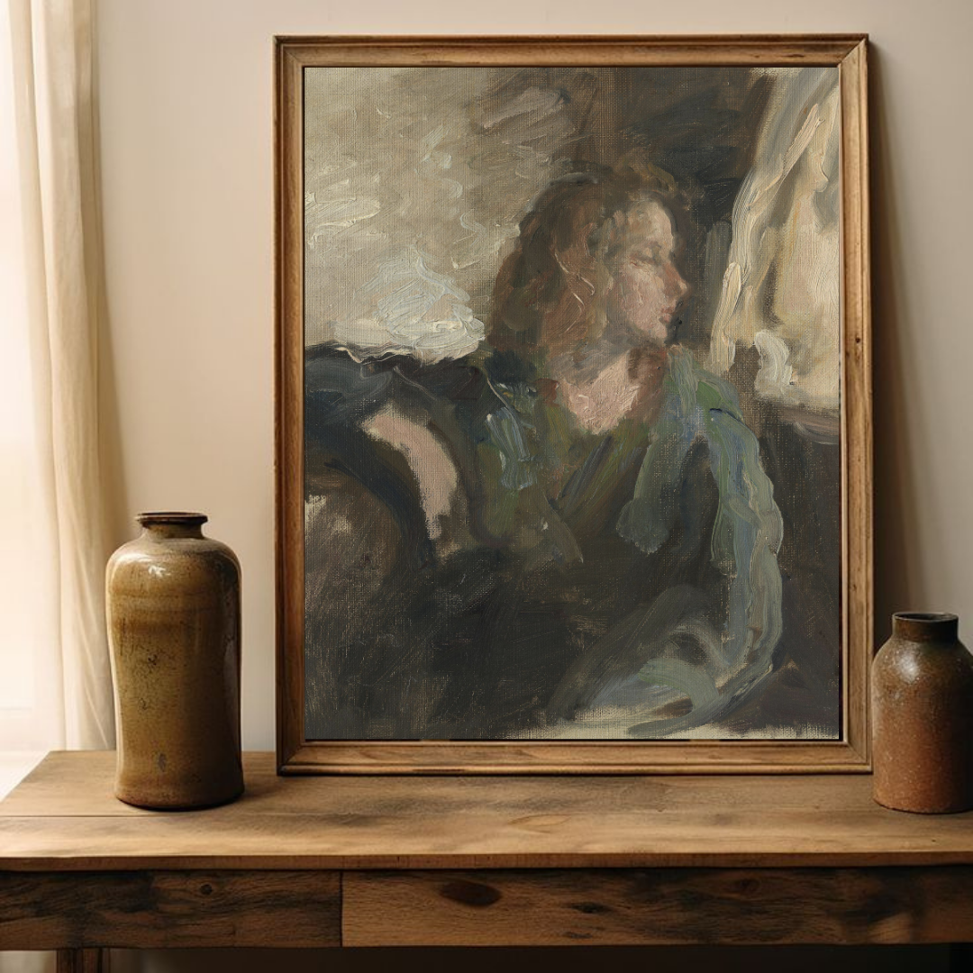 Vintage Woman Portrait Wall Art | Vintage Portrait Oil Painting