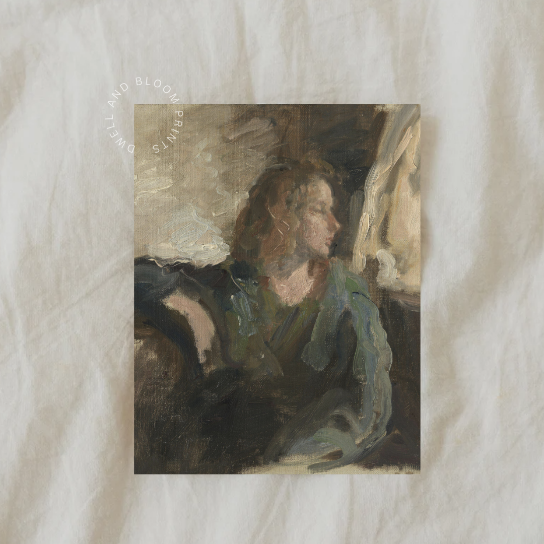 Vintage Woman Portrait Wall Art | Vintage Portrait Oil Painting