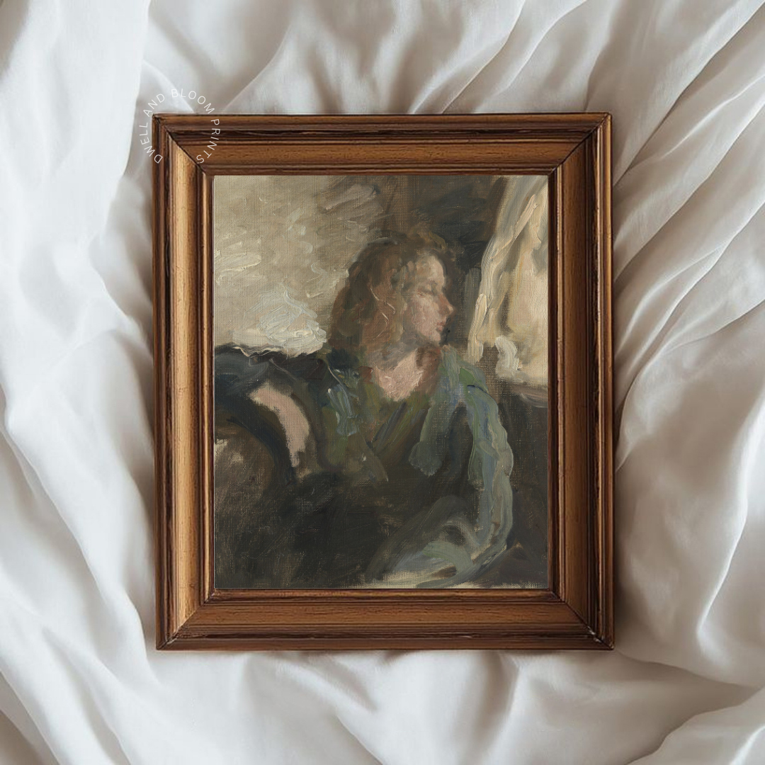 Vintage Woman Portrait Wall Art | Vintage Portrait Oil Painting