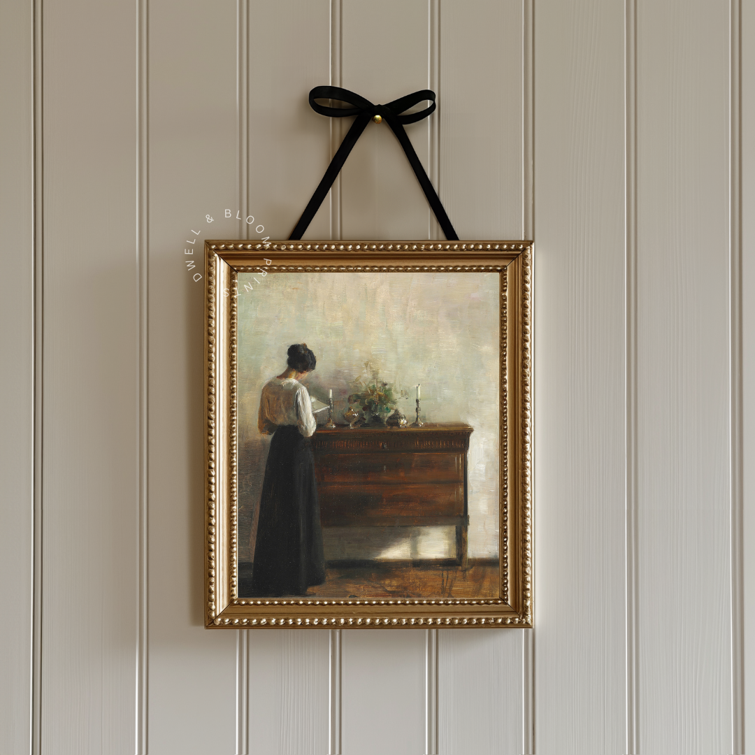 Vintage Woman Reading Art Print | Vintage Woman Portrait Painting
