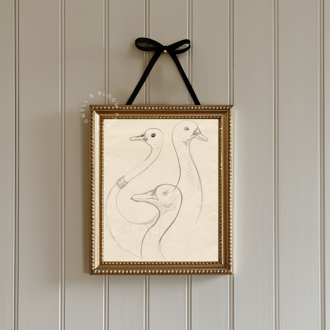 Vintage Goose Sketch Print | Vintage Nursery Wall Art