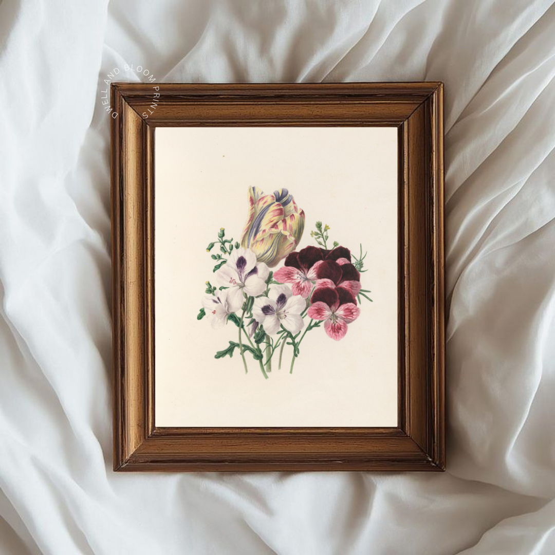 Vintage Botanical Floral Art Print | Vintage Flower Painting