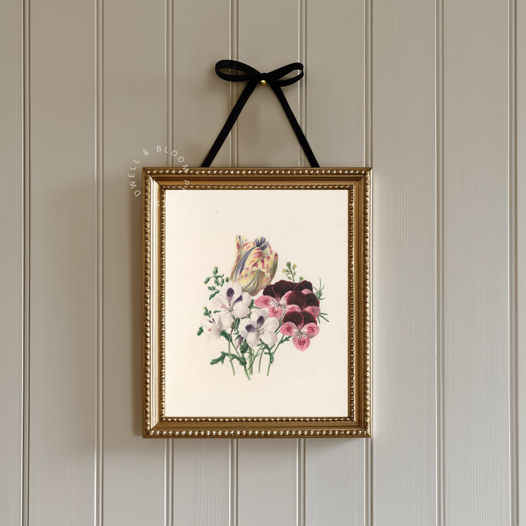 Vintage Botanical Floral Art Print | Vintage Flower Painting