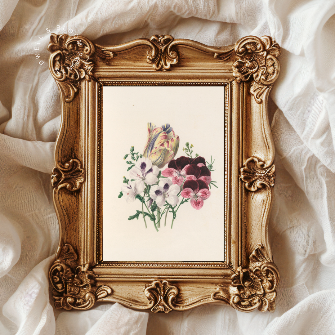 Vintage Botanical Floral Art Print | Vintage Flower Painting