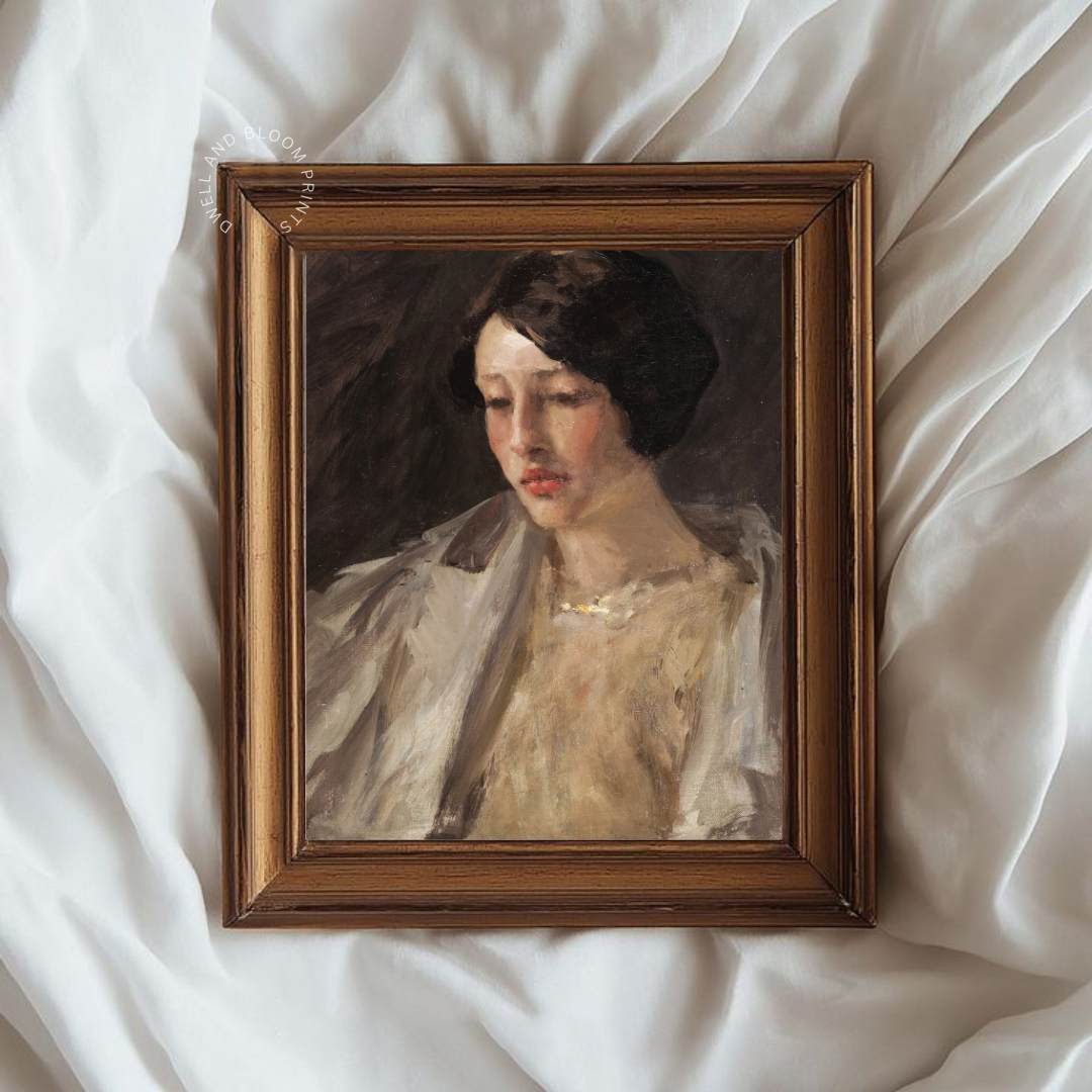 Vintage Moody Woman Portrait | Antique Feminine Art Print 