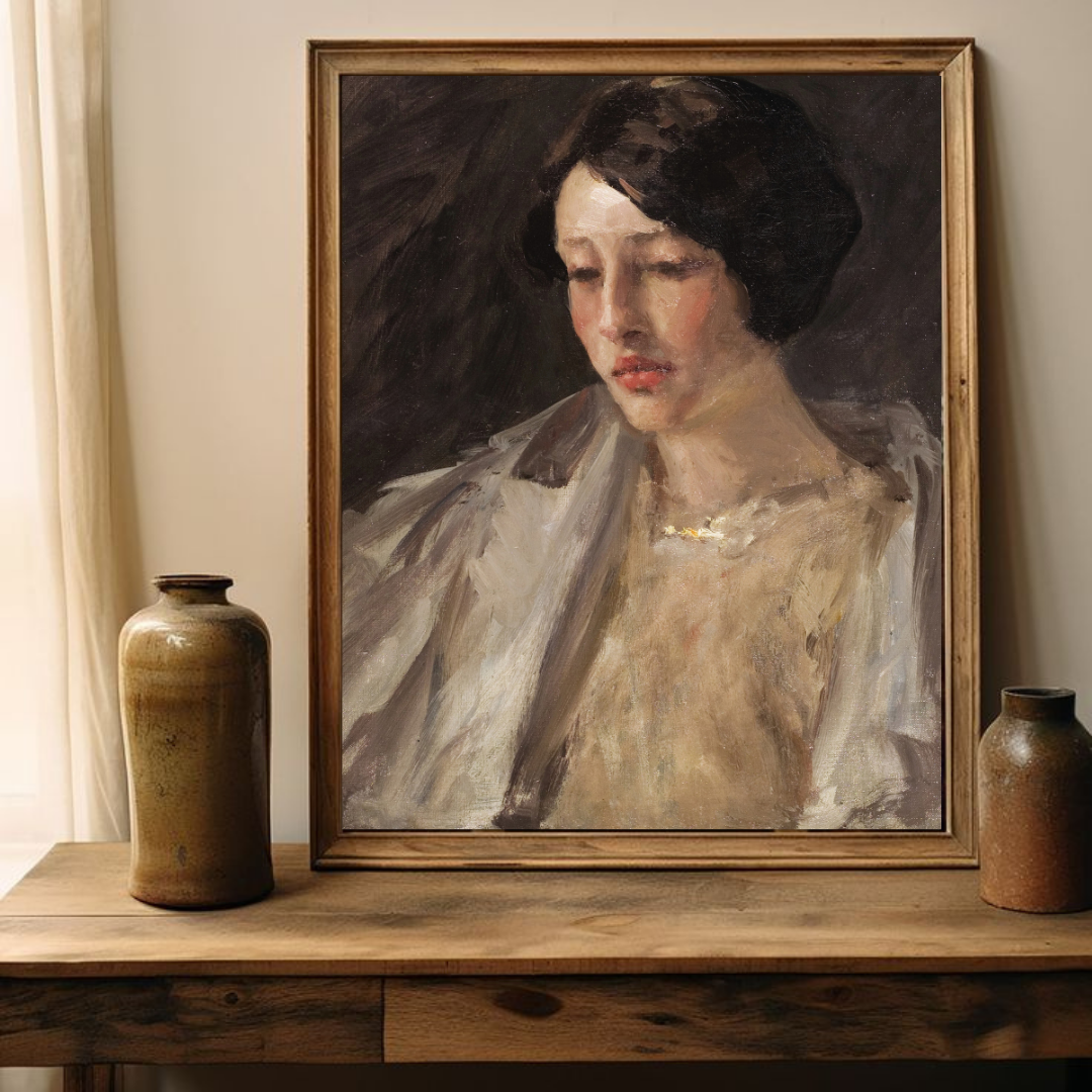 Vintage Moody Woman Portrait | Antique Feminine Art Print 