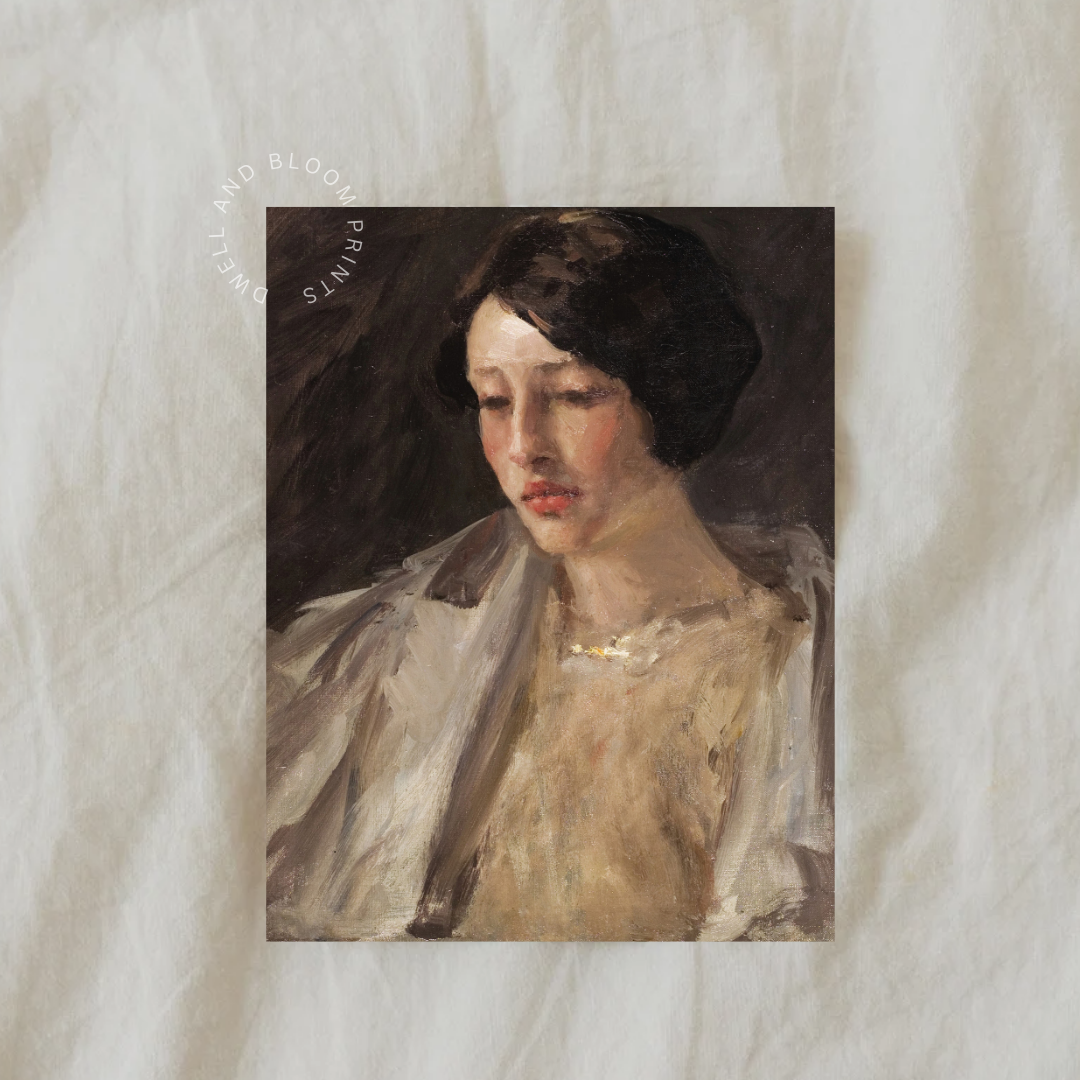 Vintage Moody Woman Portrait | Antique Feminine Art Print 