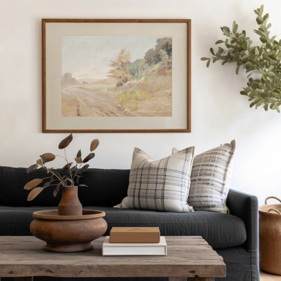 Vintage Muted Landscape Art Print | Vintage Landscape Painting