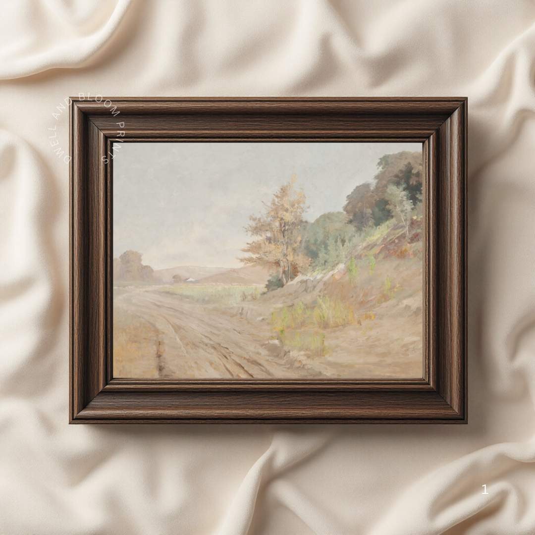 Vintage Muted Landscape Art Print | Vintage Landscape Painting
